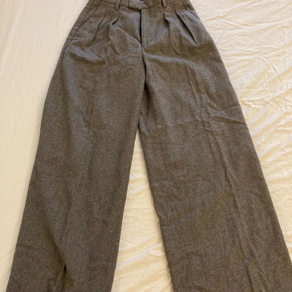 BR EXAGGERATED WIDE-LEG TROUSER Cinders Heather - size 4